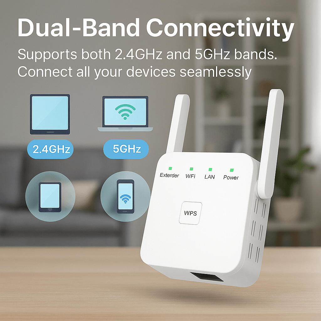 Powerful Dual Band WiFi Signal Booster for Home