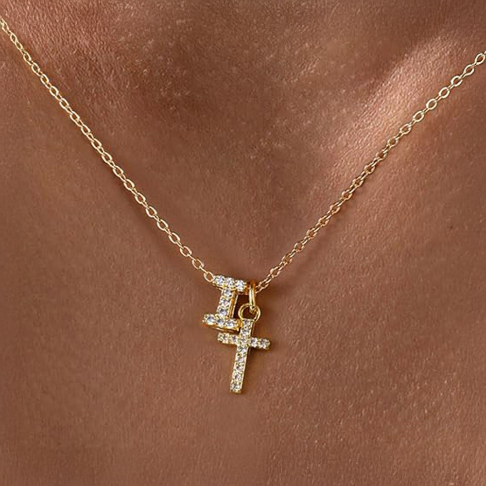 Delicate Initial Cross Pendant Necklace