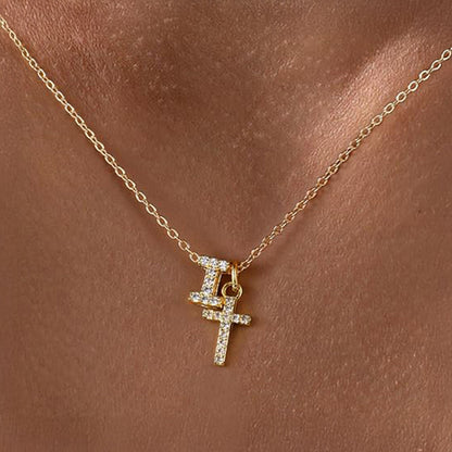 Delicate Initial Cross Pendant Necklace