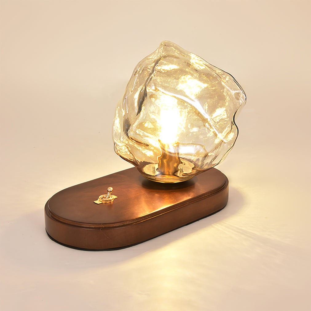 Warm Wooden and Glass Accent Table Lamp