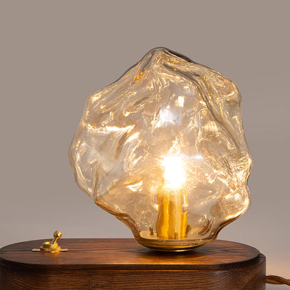 Warm Wooden and Glass Accent Table Lamp