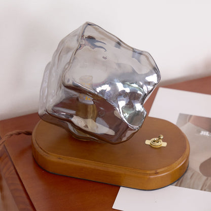 Warm Wooden and Glass Accent Table Lamp
