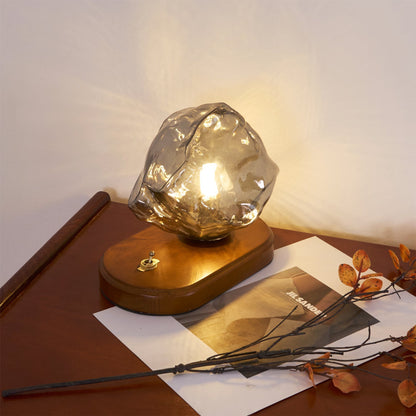 Warm Wooden and Glass Accent Table Lamp