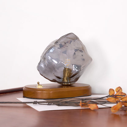 Warm Wooden and Glass Accent Table Lamp