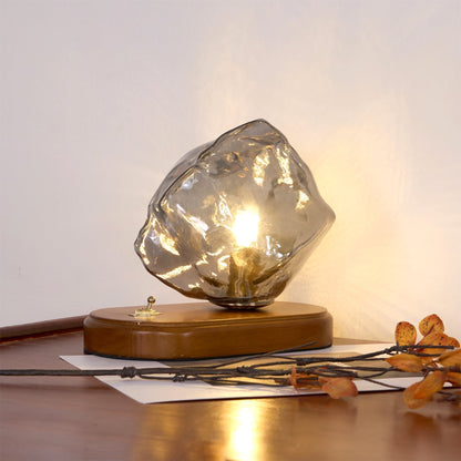 Warm Wooden and Glass Accent Table Lamp
