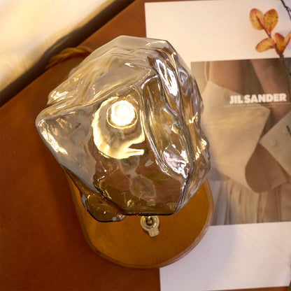 Warm Wooden and Glass Accent Table Lamp
