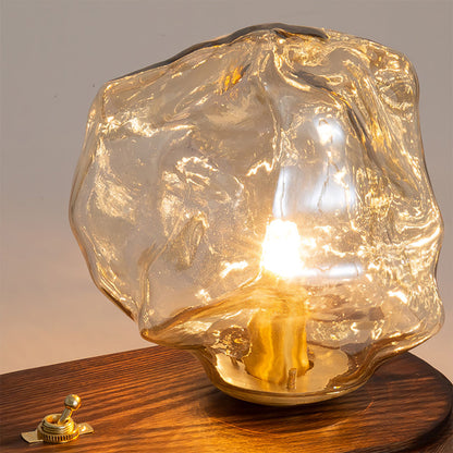 Warm Wooden and Glass Accent Table Lamp