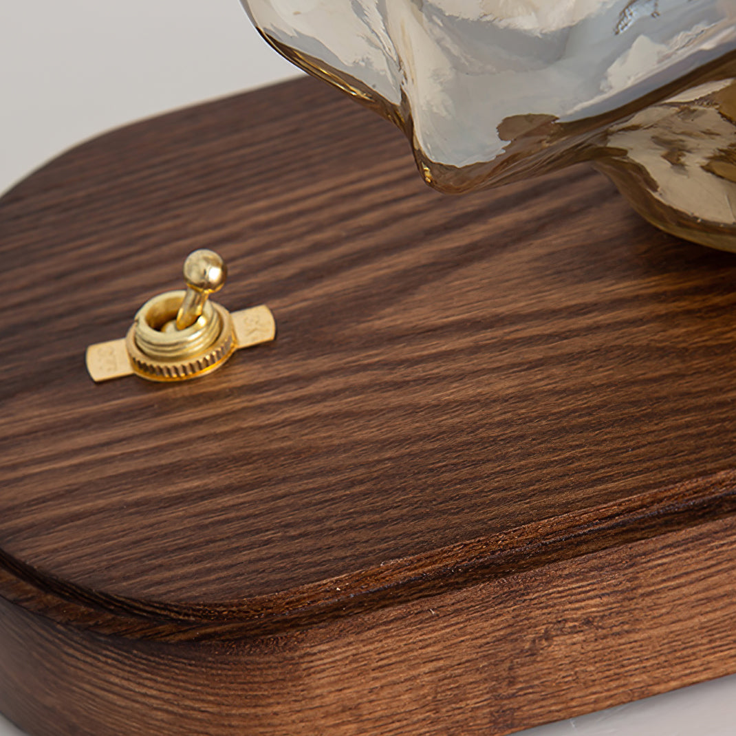 Warm Wooden and Glass Accent Table Lamp