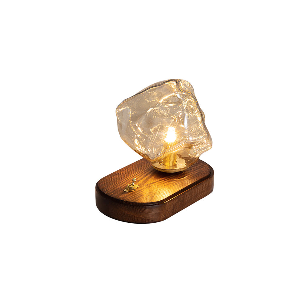 Warm Wooden and Glass Accent Table Lamp