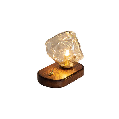 Warm Wooden and Glass Accent Table Lamp