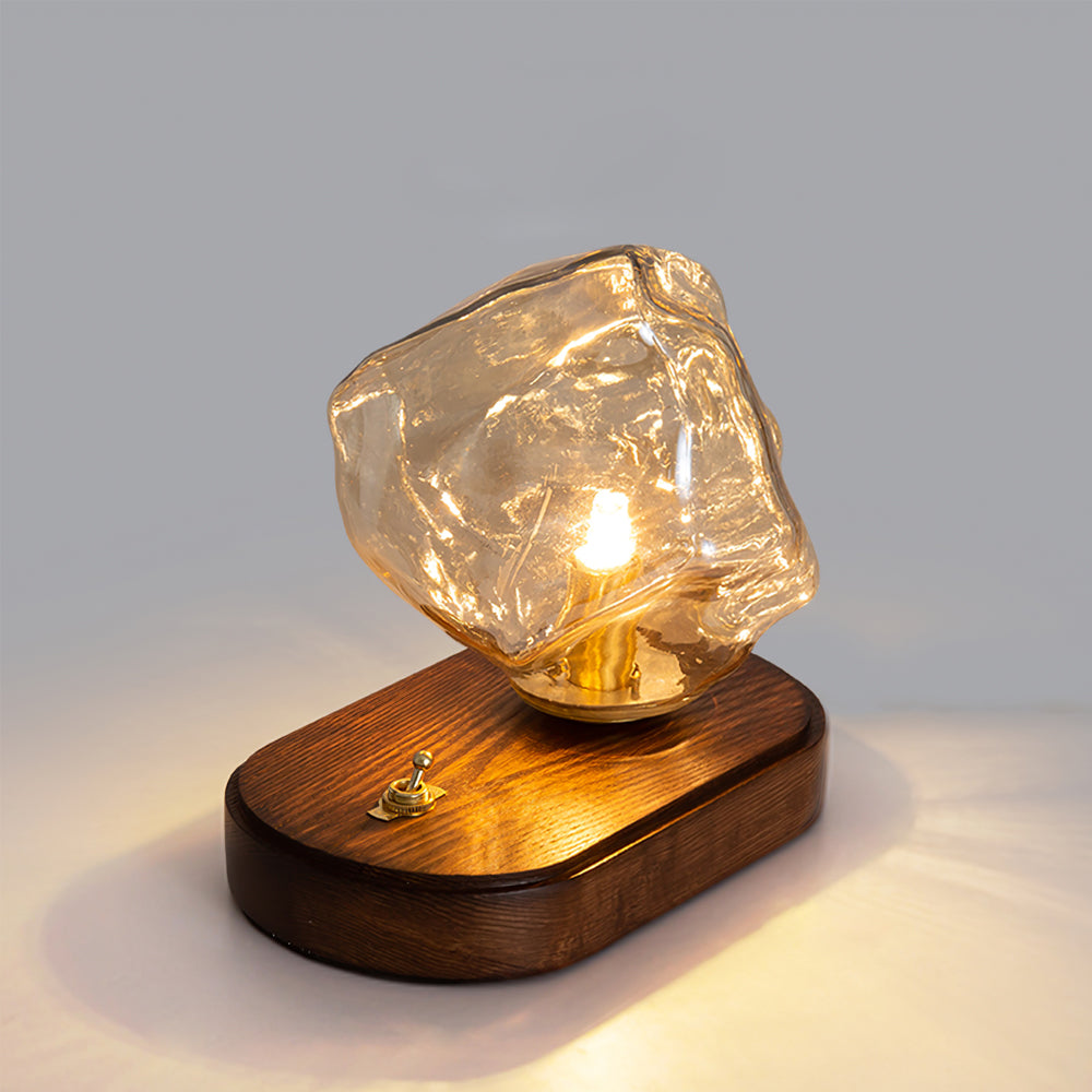 Warm Wooden and Glass Accent Table Lamp