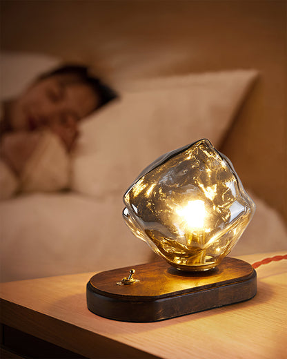 Warm Wooden and Glass Accent Table Lamp - Cofik