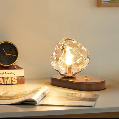 Warm Wooden and Glass Accent Table Lamp