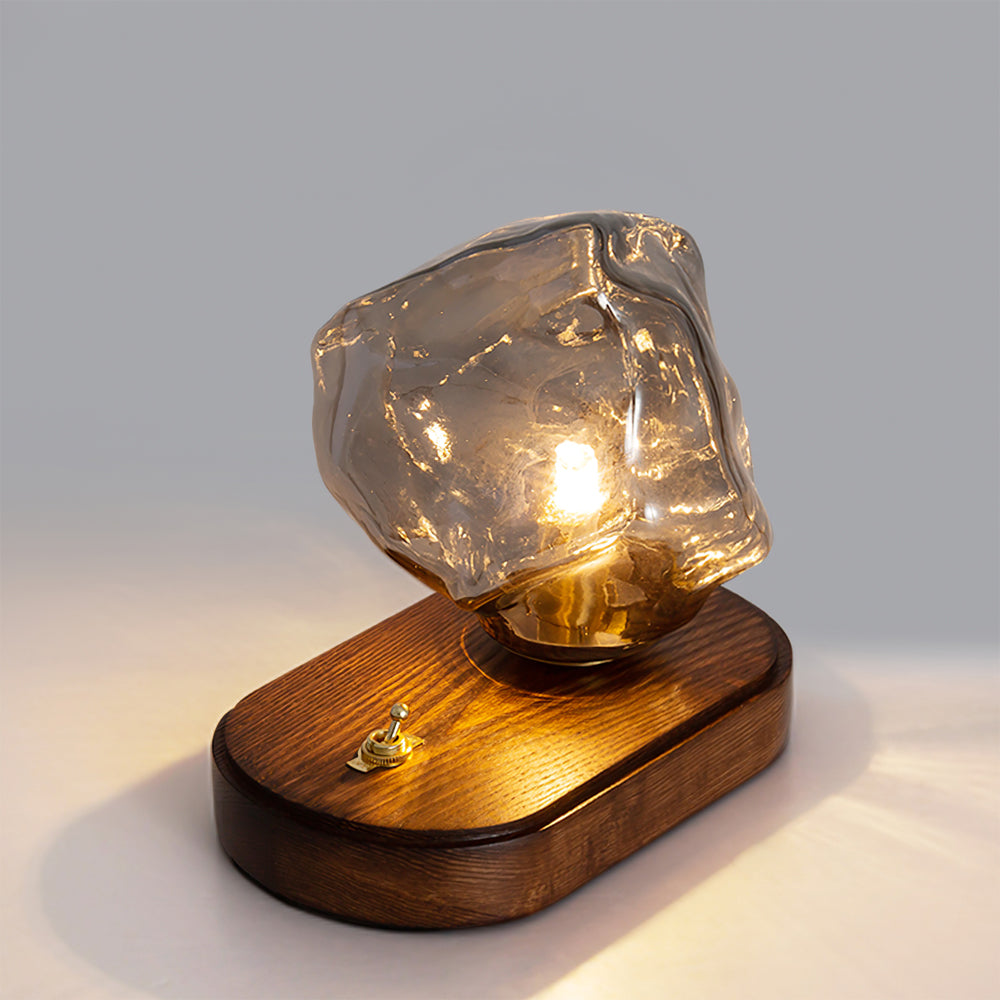 Warm Wooden and Glass Accent Table Lamp