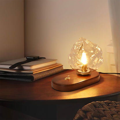Warm Wooden and Glass Accent Table Lamp