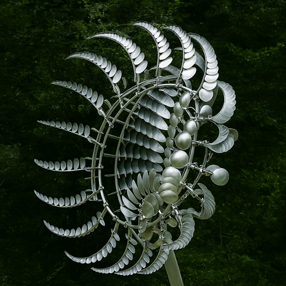Decorative Outdoor Silver Windmill Garden Ornament - Cofik