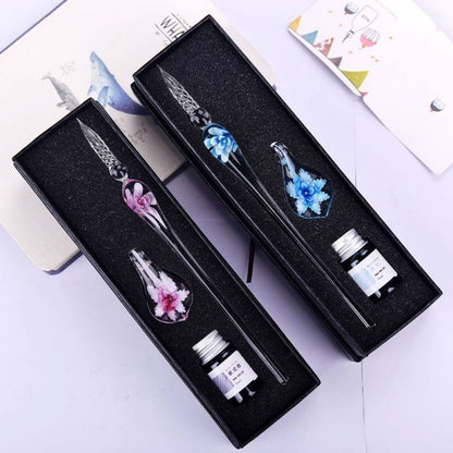 Luxury Glass Calligraphy Pen Kit with Ink