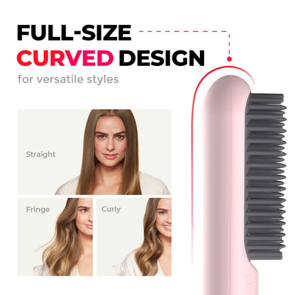 Portable Cordless Hair Styler Brush for Straight Curl