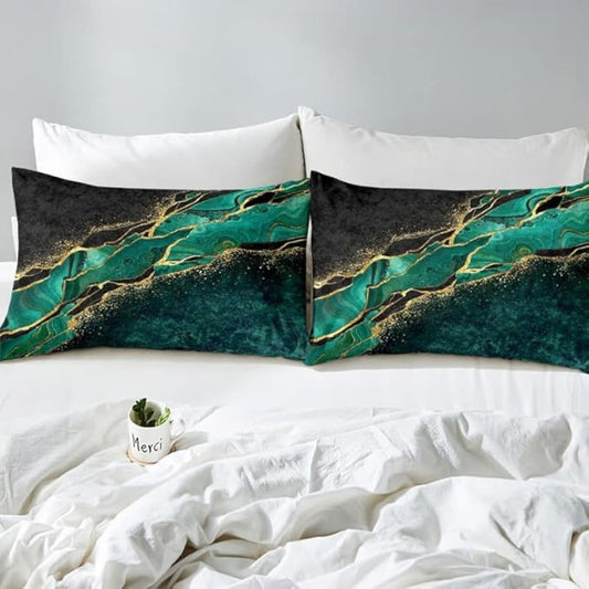 Luxurious Green Gold Bedding Duvet Cover Set - Cofik