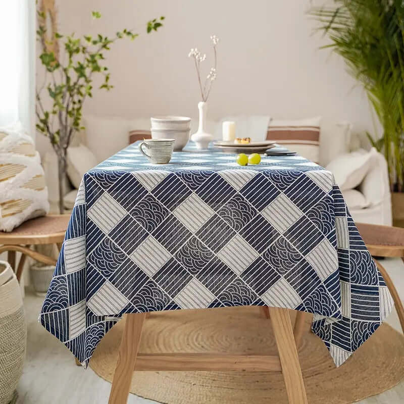 Asian Inspired Natural Fiber Tablecloth