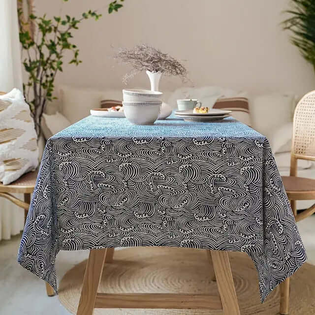 Asian Inspired Natural Fiber Tablecloth