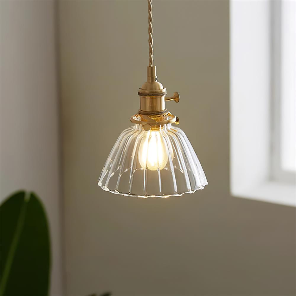 Elegant Glass Brass Pendant Ceiling Light Fixture