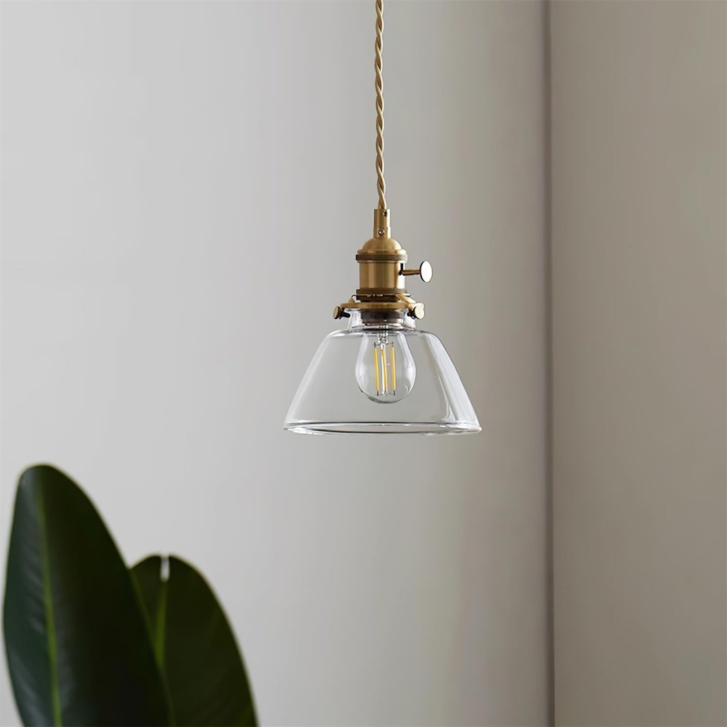 Elegant Glass Brass Pendant Ceiling Light Fixture