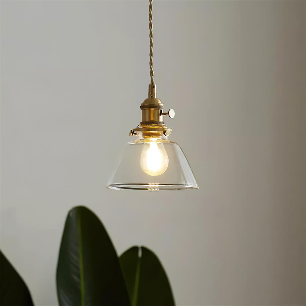 Elegant Glass Brass Pendant Ceiling Light Fixture