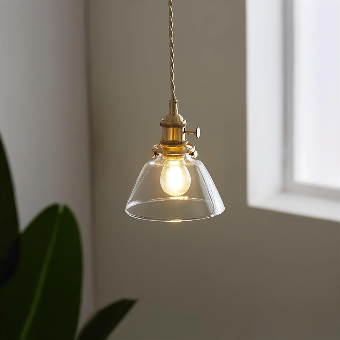 Elegant Glass Brass Pendant Ceiling Light Fixture