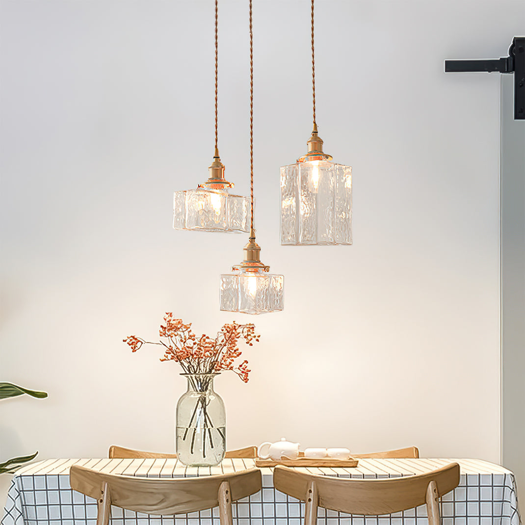 Brass Glass Pendant Light Adjustable Ceiling Lamp