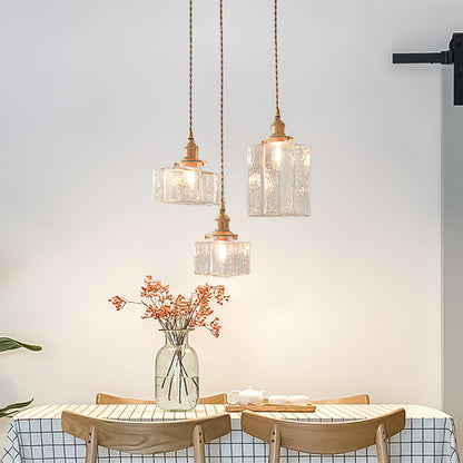Brass Glass Pendant Light Adjustable Ceiling Lamp