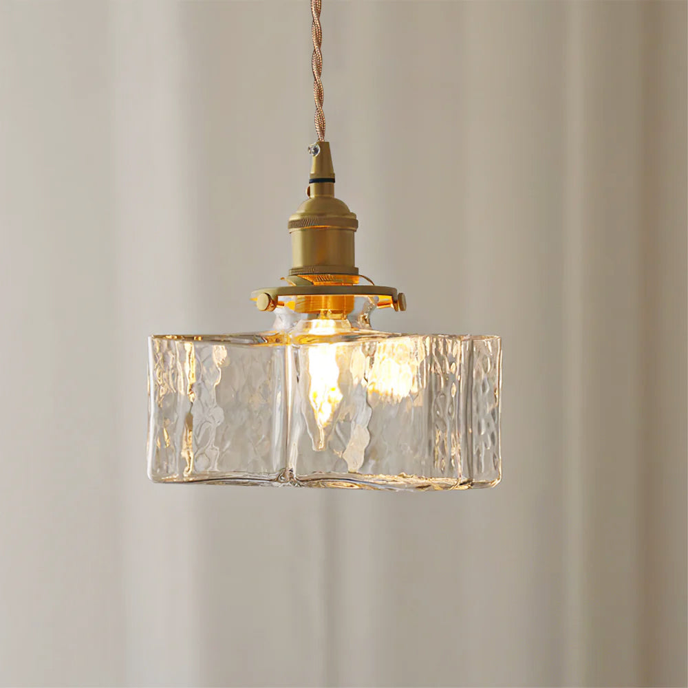 Brass Glass Pendant Light Adjustable Ceiling Lamp