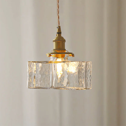 Brass Glass Pendant Light Adjustable Ceiling Lamp