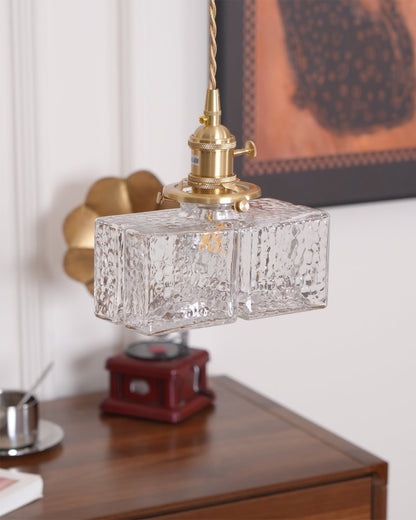 Brass Glass Pendant Light Adjustable Ceiling Lamp