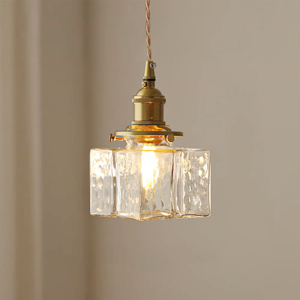 Brass Glass Pendant Light Adjustable Ceiling Lamp - Cofik