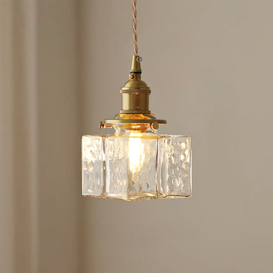 Brass Glass Pendant Light Adjustable Ceiling Lamp - Cofik