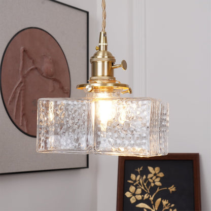 Brass Glass Pendant Light Adjustable Ceiling Lamp