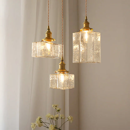 Brass Glass Pendant Light Adjustable Ceiling Lamp