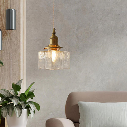 Brass Glass Pendant Light Adjustable Ceiling Lamp