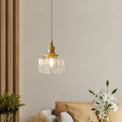 Brass Glass Pendant Light Adjustable Ceiling Lamp