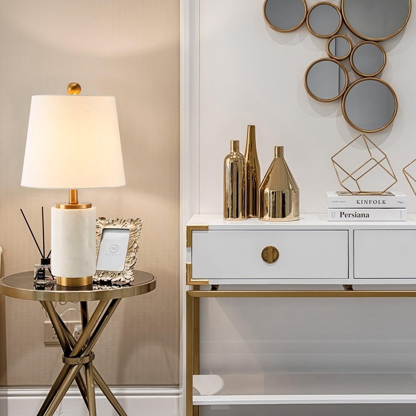 Elegant White Marble Table Light