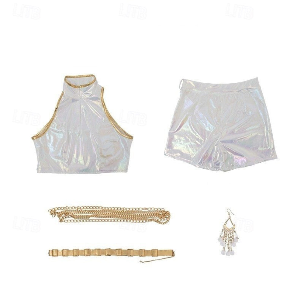Shiny Kpop Girl Halloween Costume Hologram Dress