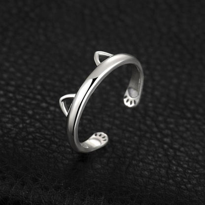 Cute Cat Paw Sterling Silver Ring