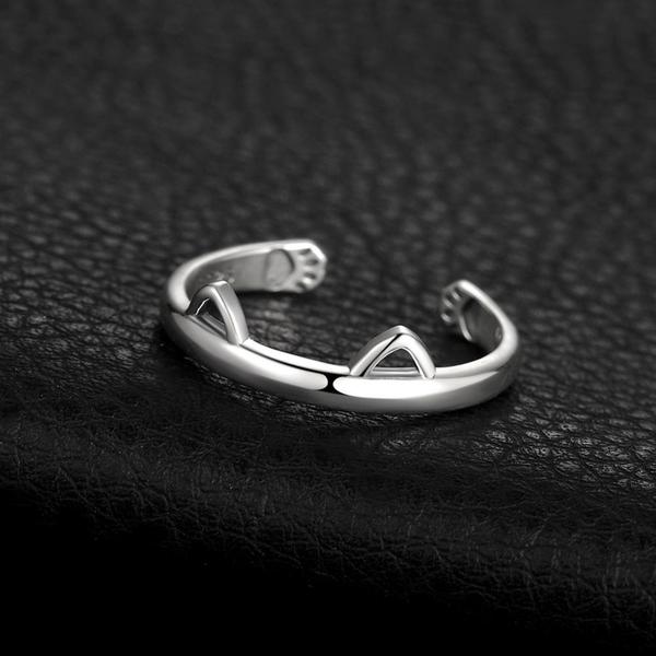 Cute Cat Paw Sterling Silver Ring