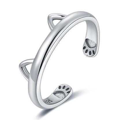 Cute Cat Paw Sterling Silver Ring - Cofik