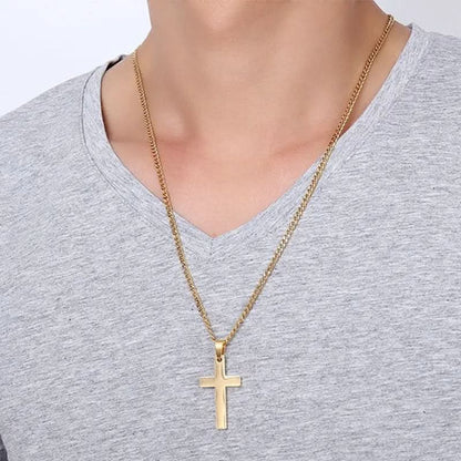 Simple Men's Stainless Steel Cross Necklace