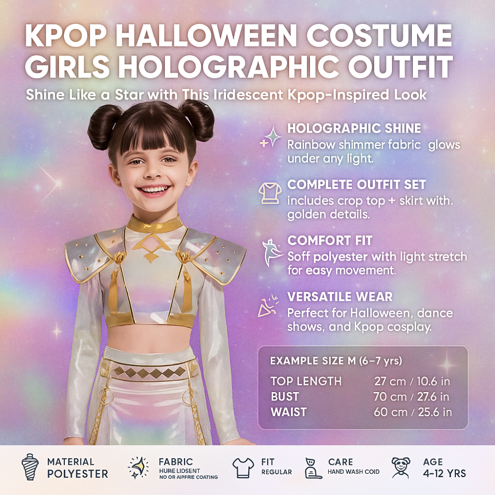 Shiny Kpop Girl Halloween Costume Hologram Dress