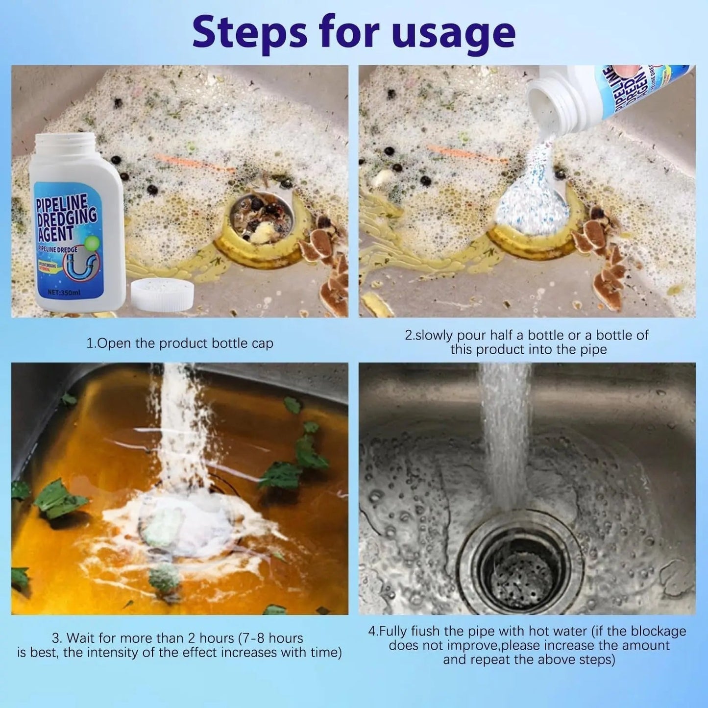 Effective Pipe Cleaner - Removes Blockages & Kills Bacteria