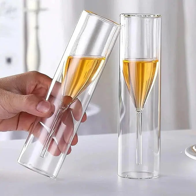 Luxury Crystal Champagne Flutes with Floating Bubbles - Cofik