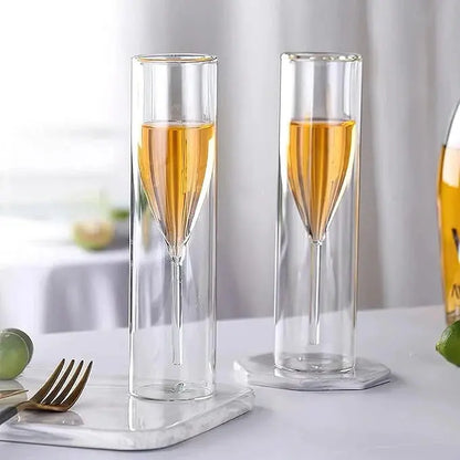 Luxury Crystal Champagne Flutes with Floating Bubbles